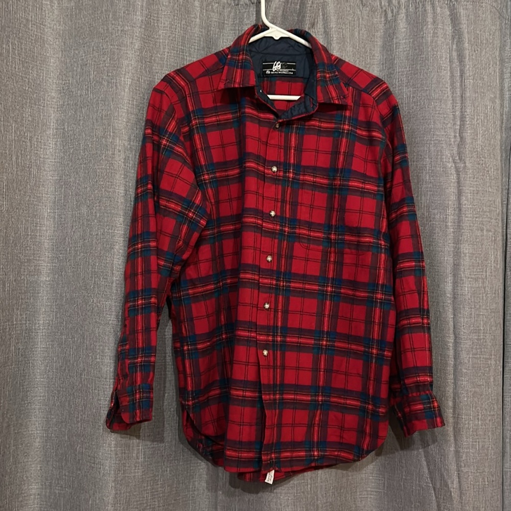 Red Pendleton Flannel 100% Wool - image 1